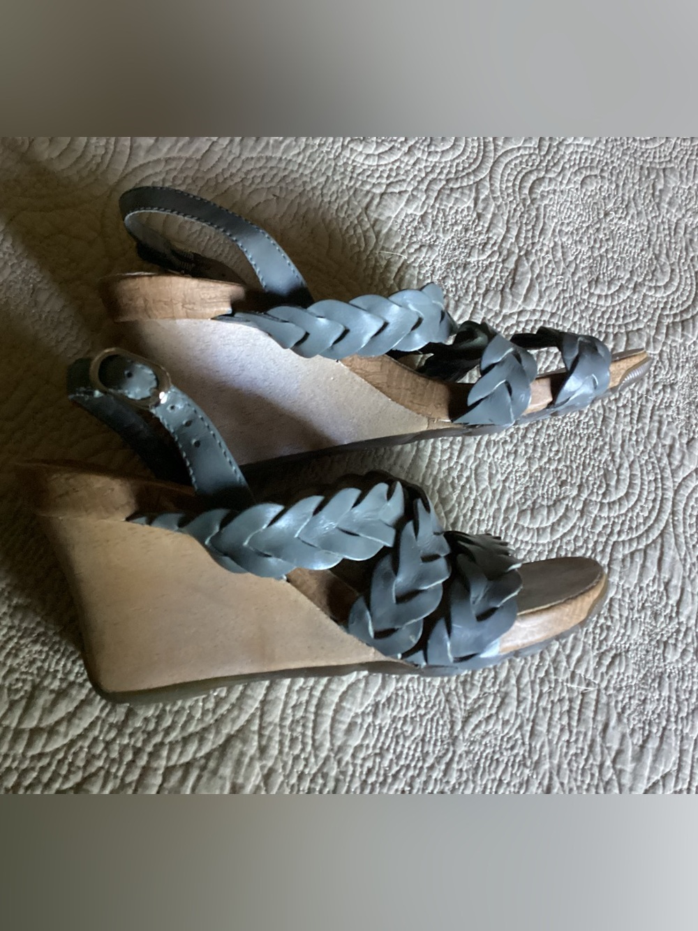 Kenneth Cole Reaction Braided Strap Wedge Sandals in Slate Blue